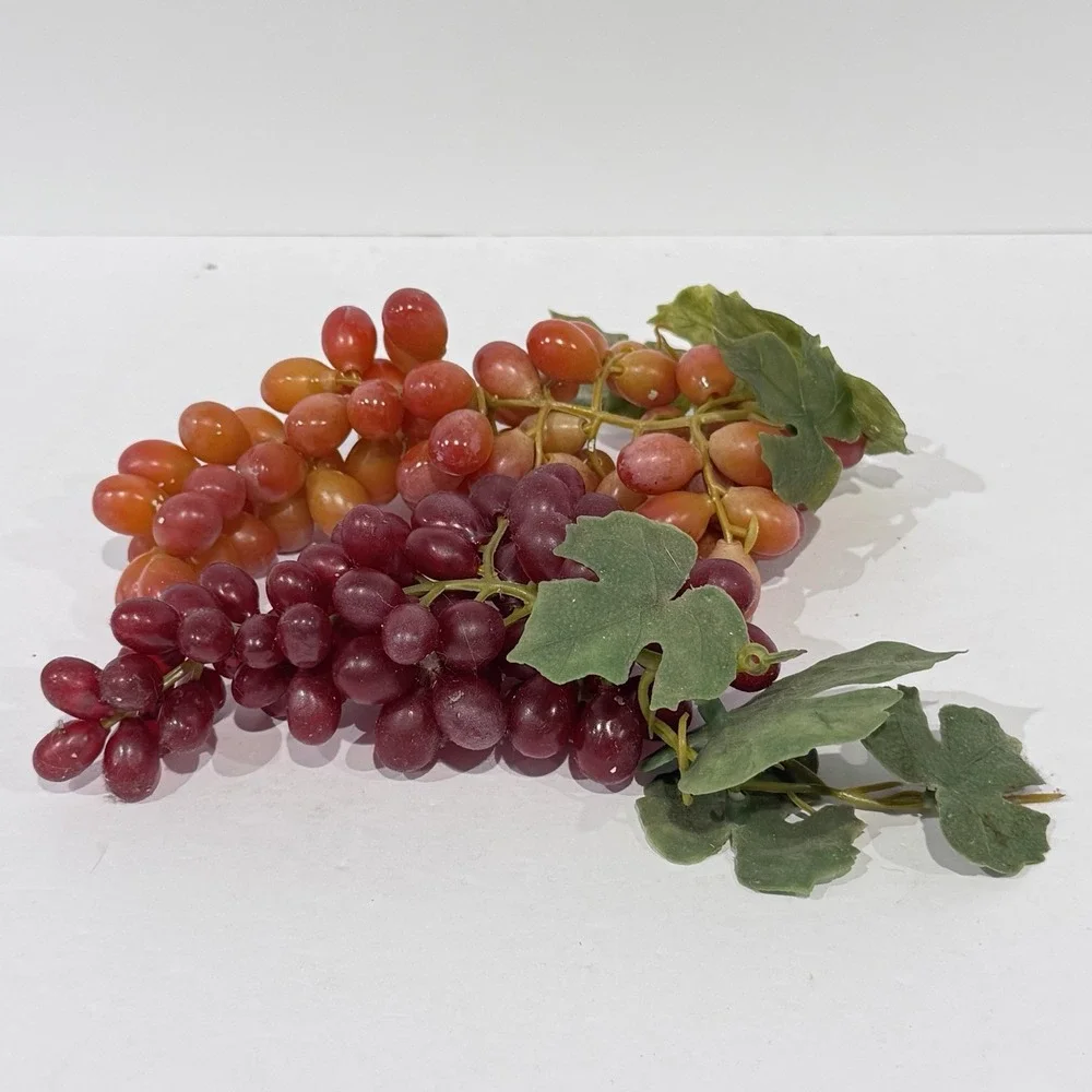 Vintage Pair of Soft Rubber Faux Grape Clusters Made in Hong Kong‎ Mid Century